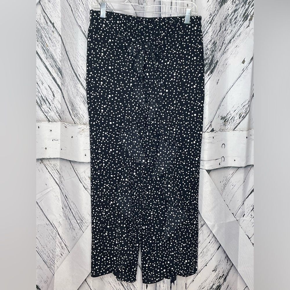 August Silk wide-legged wrap pants polka dots M